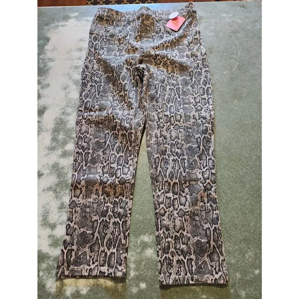 NWT Spanx  cropped length Jean-ish Ankle Leggings Taupe Snakeskin Sz Medium